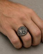 Industrial Mechanical Gear Motif Ring  Ring Charmora Jewelry