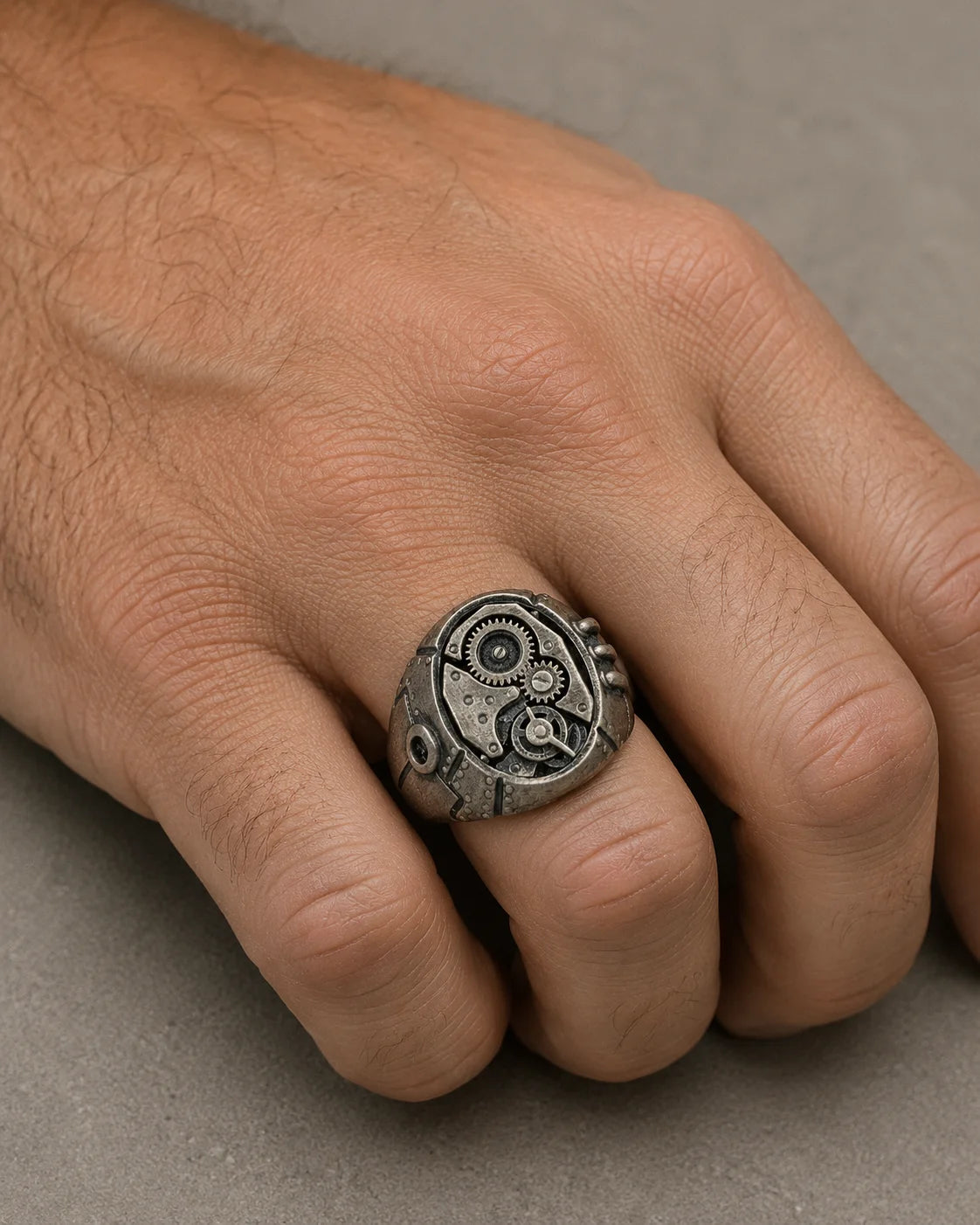 Industrial Mechanical Gear Motif Ring  Ring Charmora Jewelry
