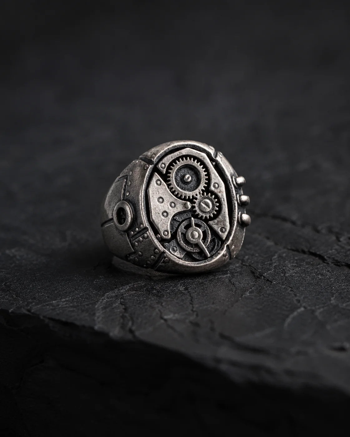 Industrial Mechanical Gear Motif Ring  Ring Charmora Jewelry