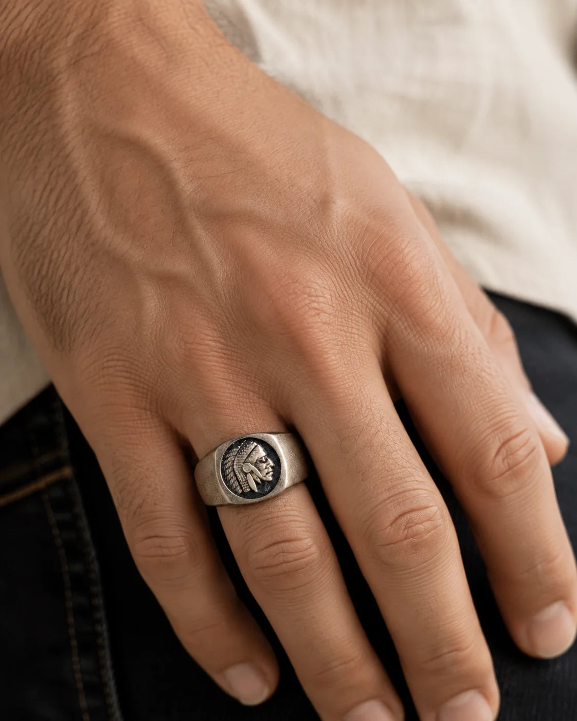 Figurative Native Heritage Feathered Ring  Ring Charmora Jewelry