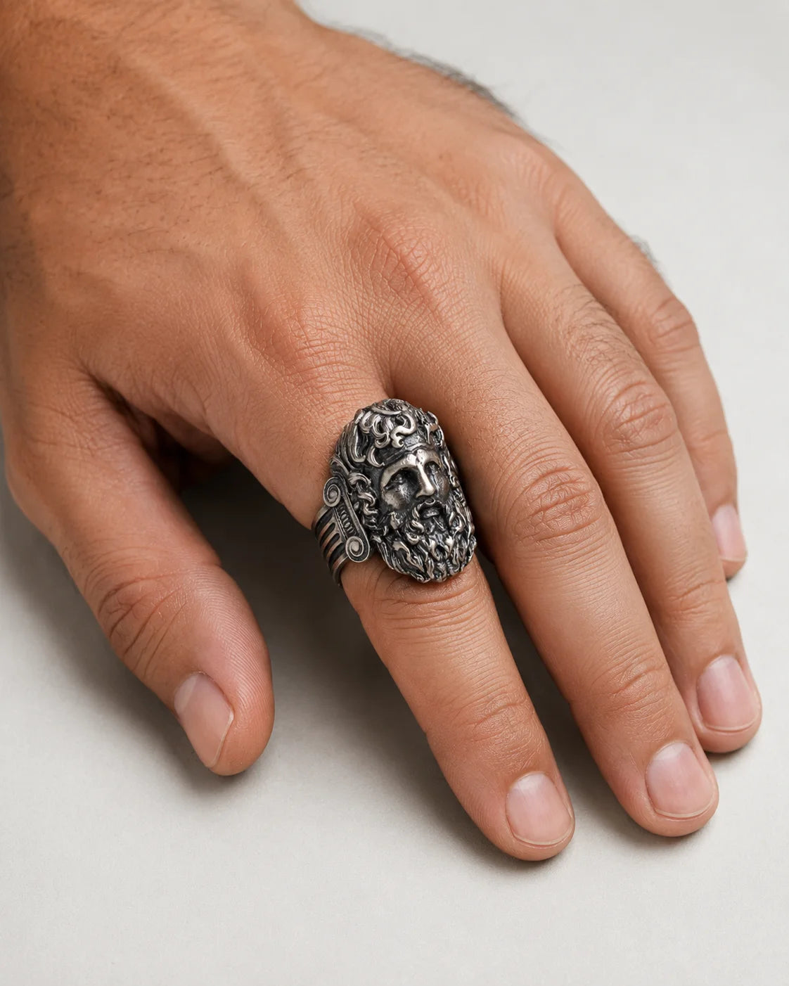 Sculpted Ancient Deity Motif Signet Ring  Ring Charmora Jewelry