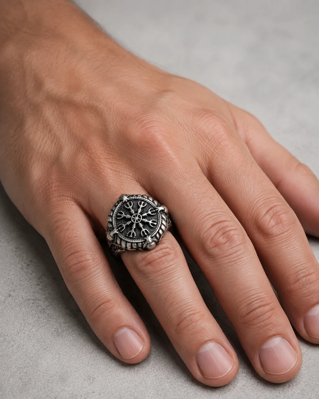 Runic Geometric Symbol Motif Ring  Ring Charmora Jewelry