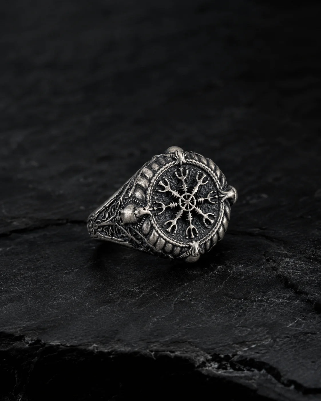 Runic Geometric Symbol Motif Ring  Ring Charmora Jewelry