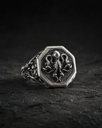 Detailed Octopus Tentacle Signet Ring  Ring Charmora Jewelry