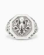 Detailed Octopus Tentacle Signet Ring  Ring Charmora Jewelry