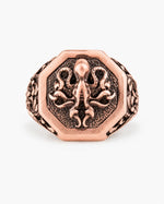 Detailed Octopus Tentacle Signet Ring  Ring Charmora Jewelry