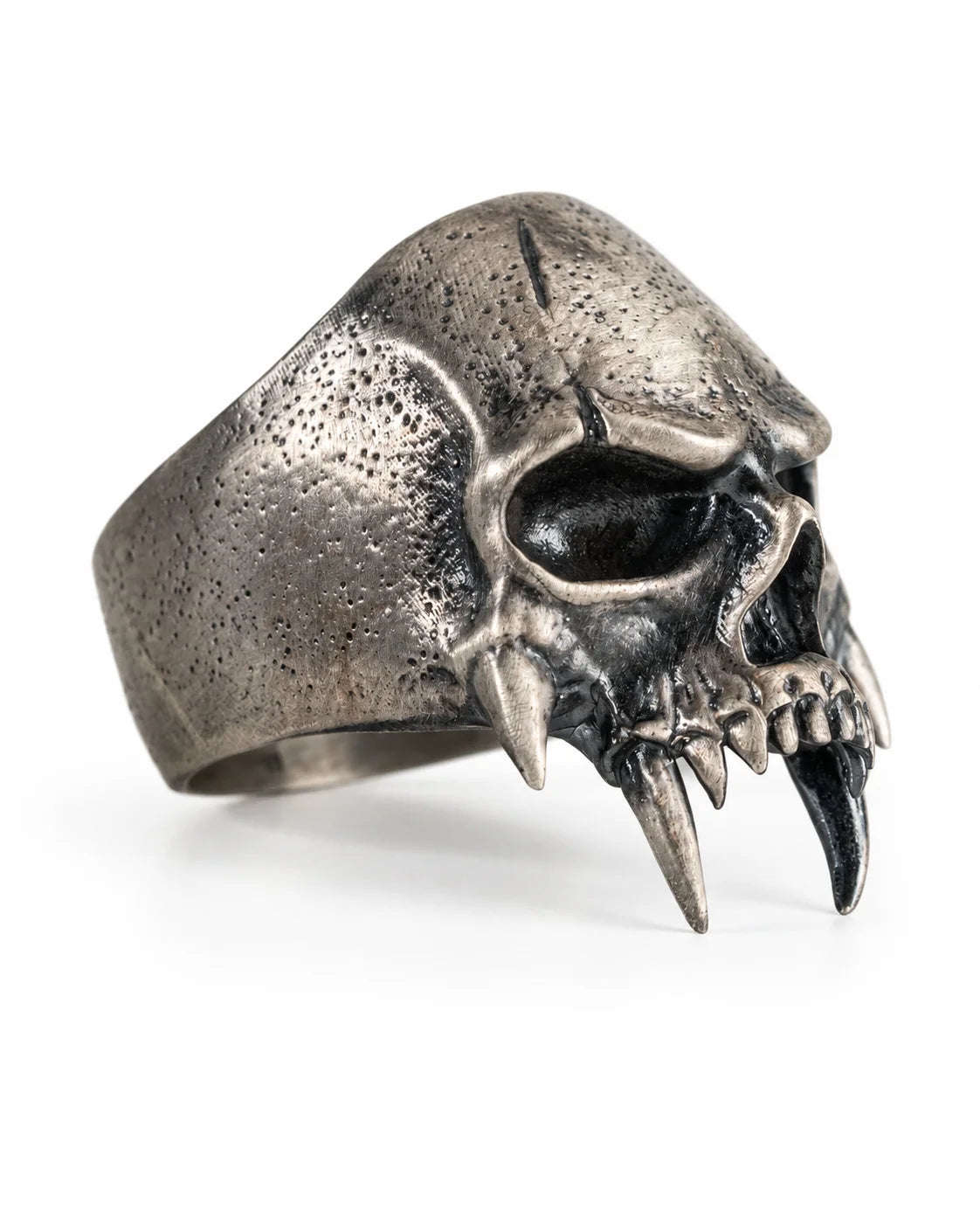 Sculpted Skeletal Profile Statement Ring  Ring Charmora Jewelry