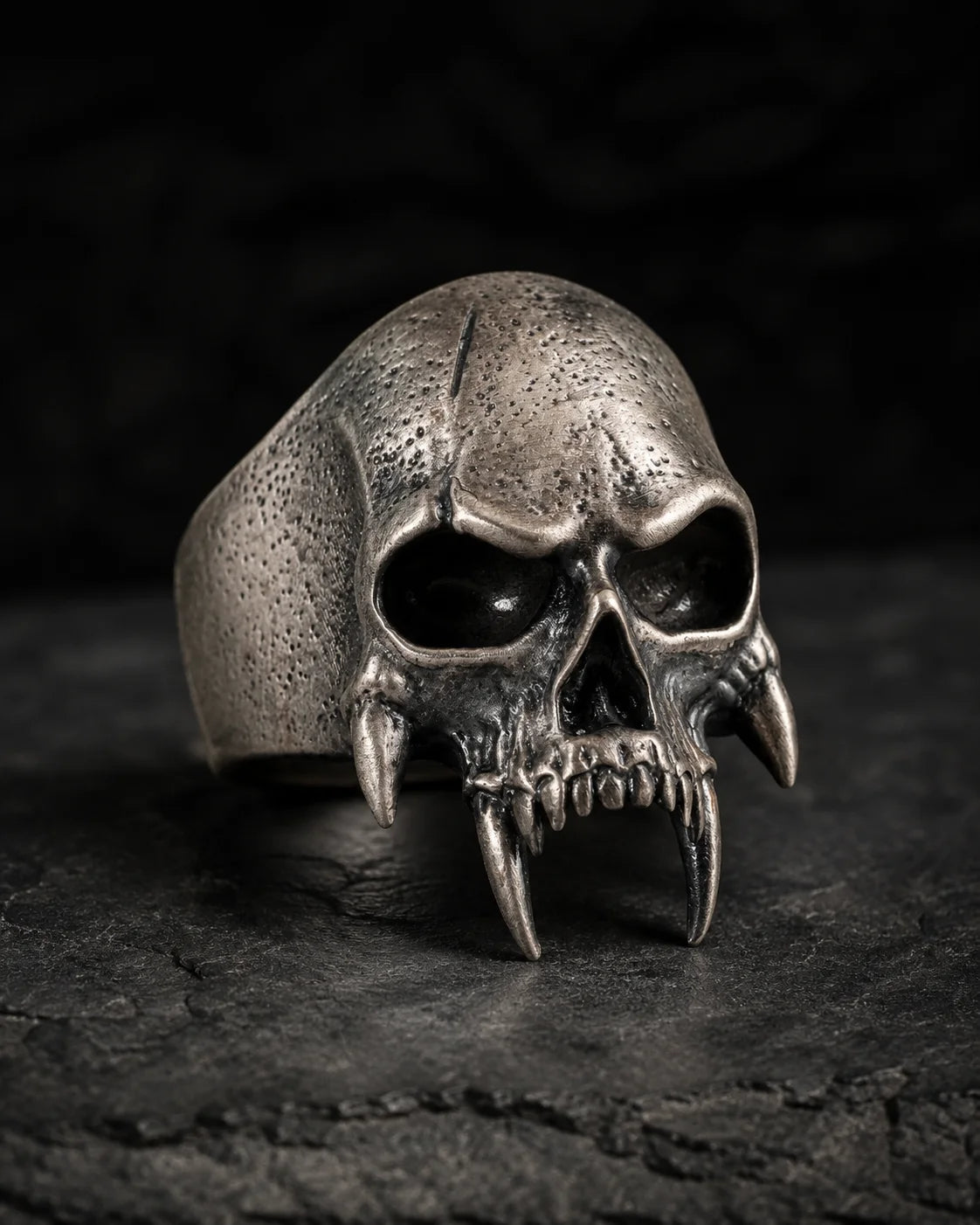 Sculpted Skeletal Profile Statement Ring  Ring Charmora Jewelry