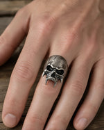 Sculpted Skeletal Profile Statement Ring  Ring Charmora Jewelry