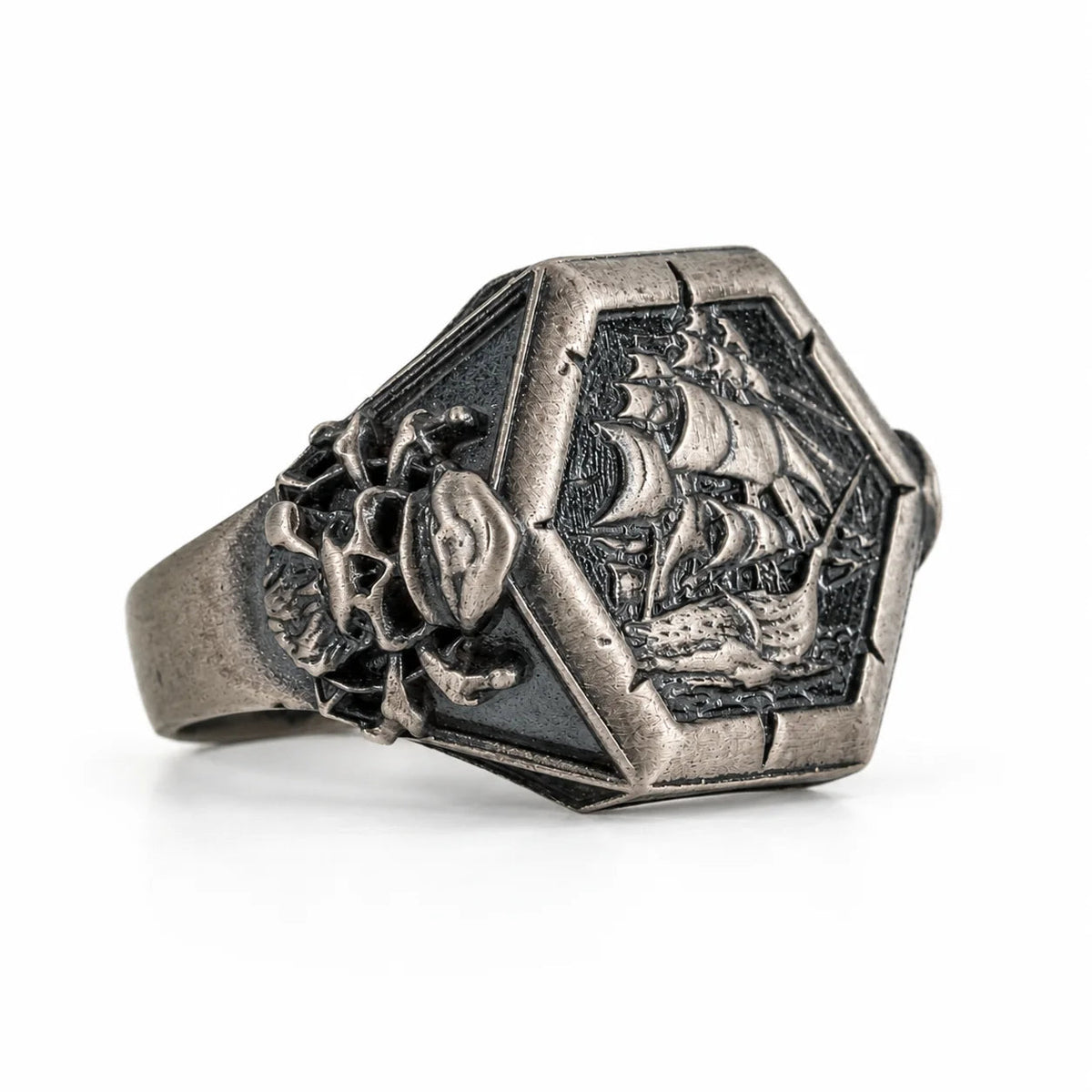 Viking Pirate Sailboat Motif Ring  Ring Charmora Jewelry