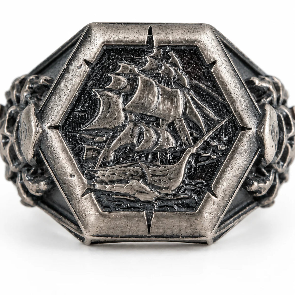 Viking Pirate Sailboat Motif Ring  Ring Charmora Jewelry