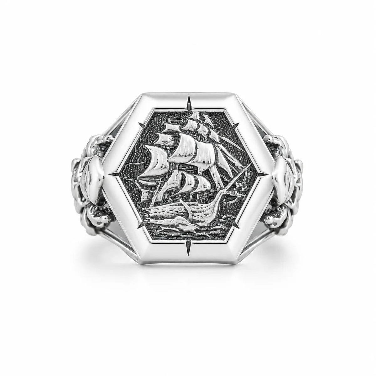 Viking Pirate Sailboat Motif Ring  Ring Charmora Jewelry