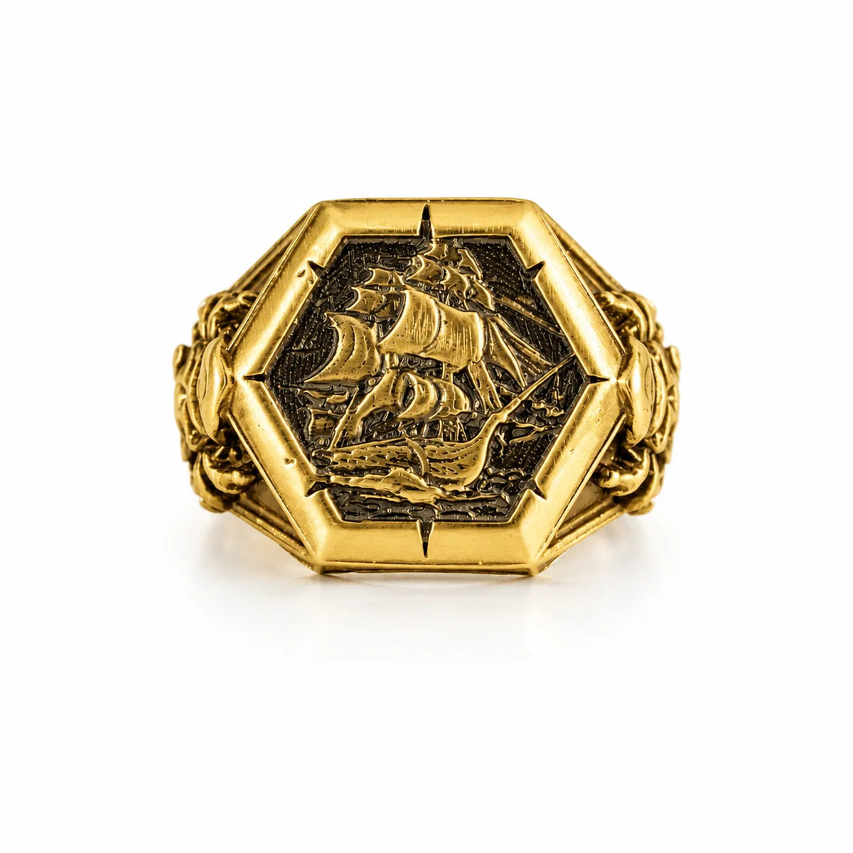 Viking Pirate Sailboat Motif Ring  Ring Charmora Jewelry