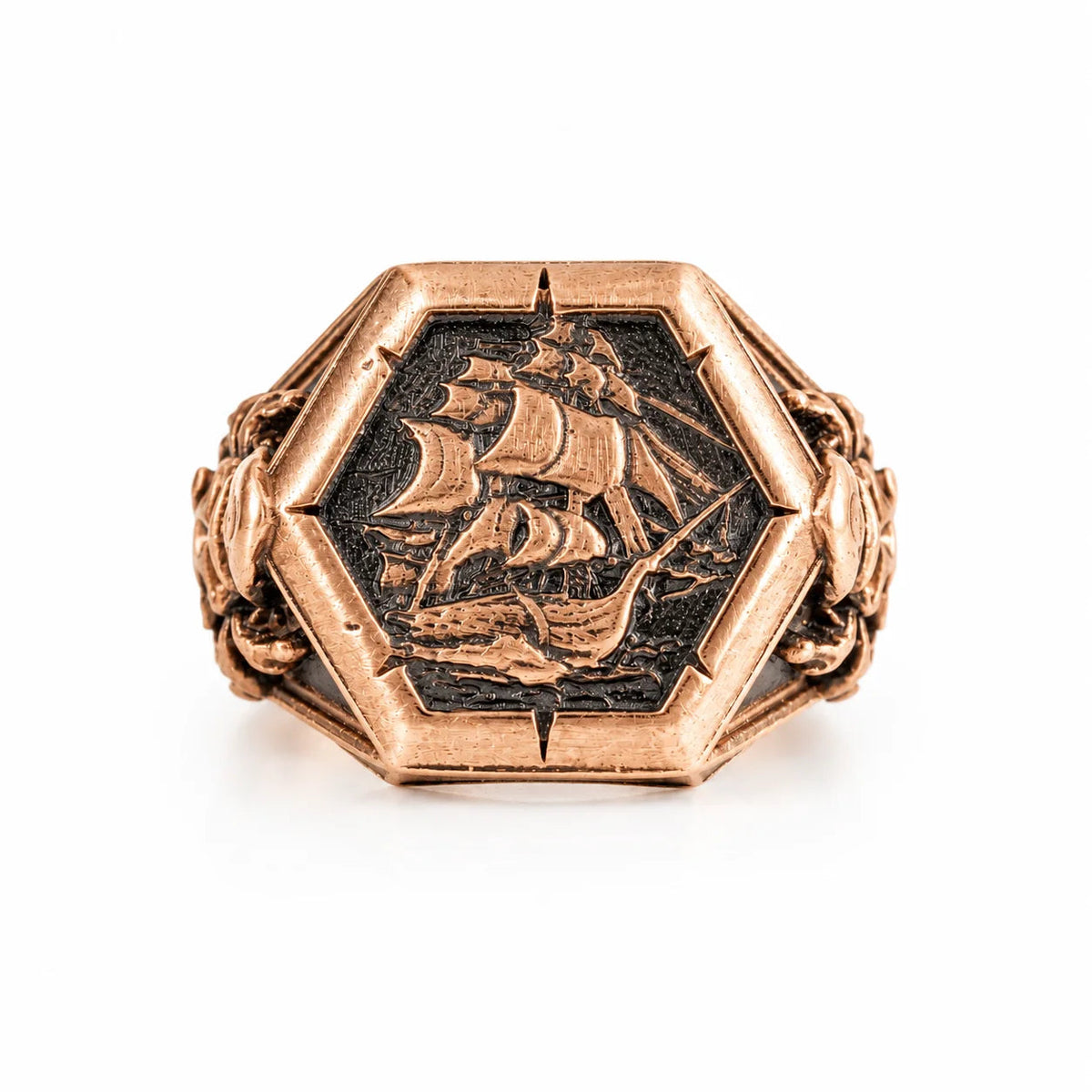 Viking Pirate Sailboat Motif Ring  Ring Charmora Jewelry