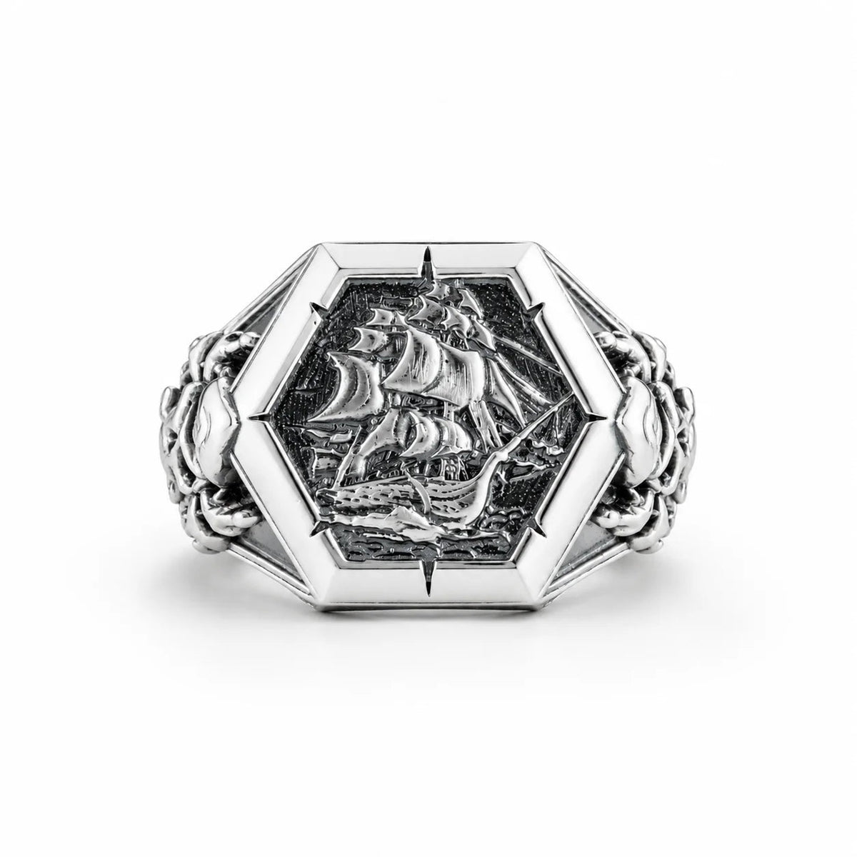 Viking Pirate Sailboat Motif Ring  Ring Charmora Jewelry