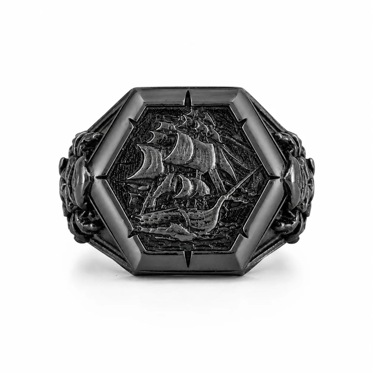 Viking Pirate Sailboat Motif Ring  Ring Charmora Jewelry