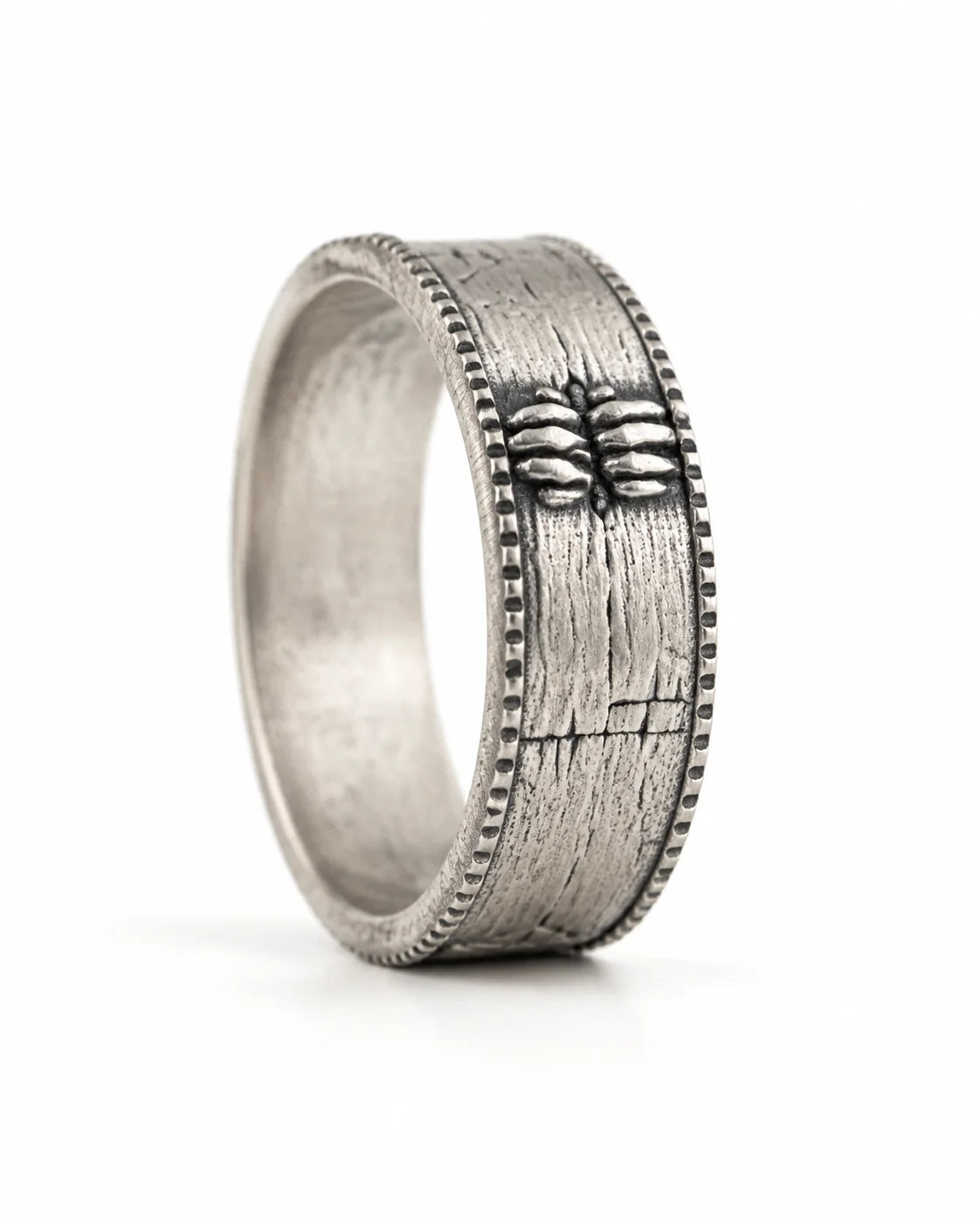 Brutalist Textured Motif Ring  Ring Charmora Jewelry
