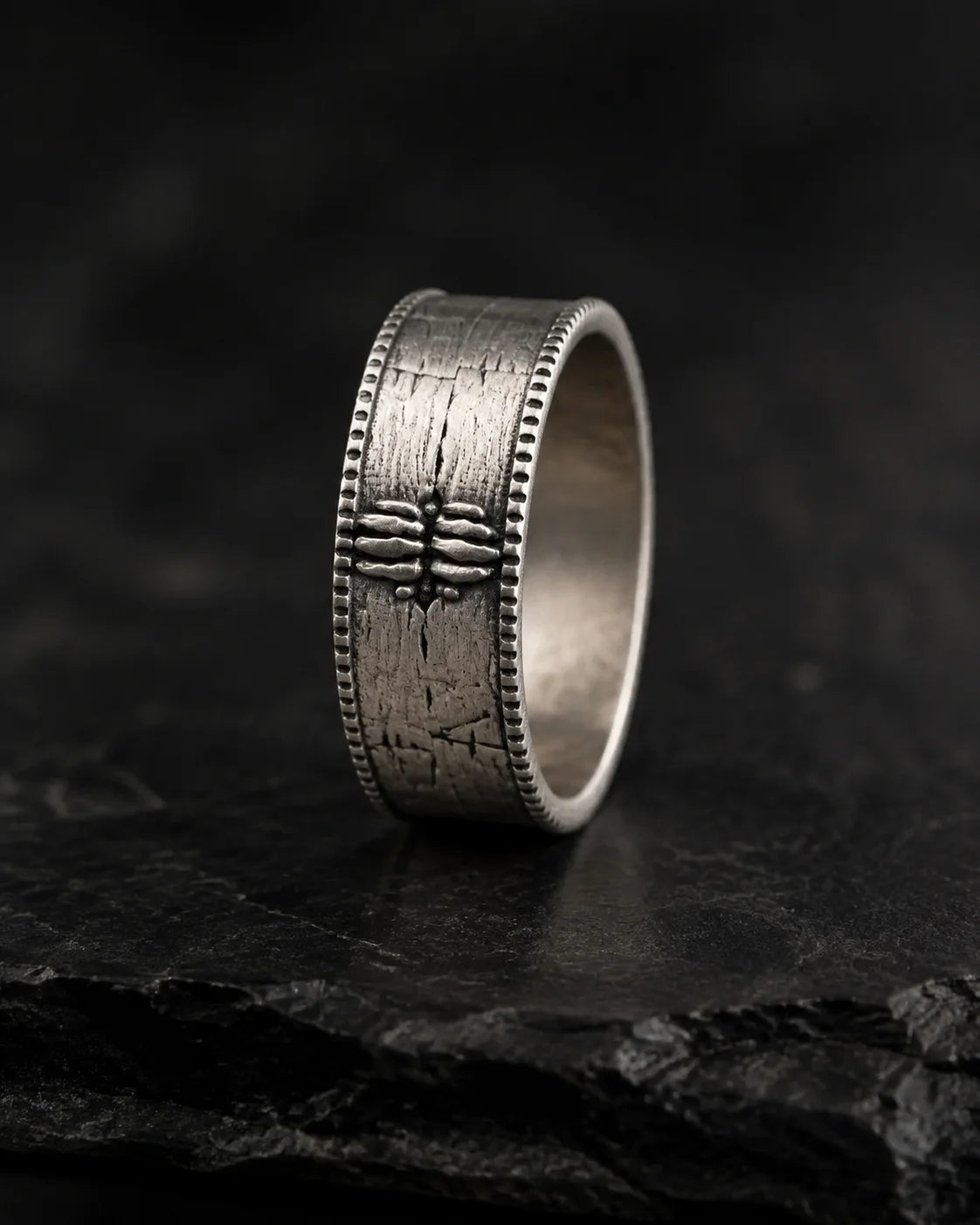 Brutalist Textured Motif Ring  Ring Charmora Jewelry
