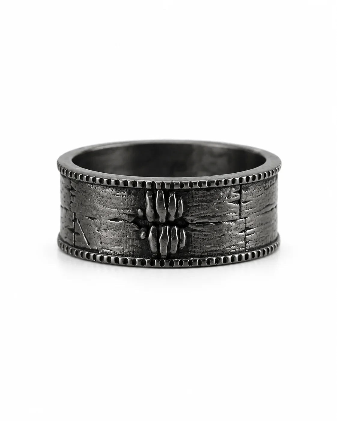 Brutalist Textured Motif Ring  Ring Charmora Jewelry