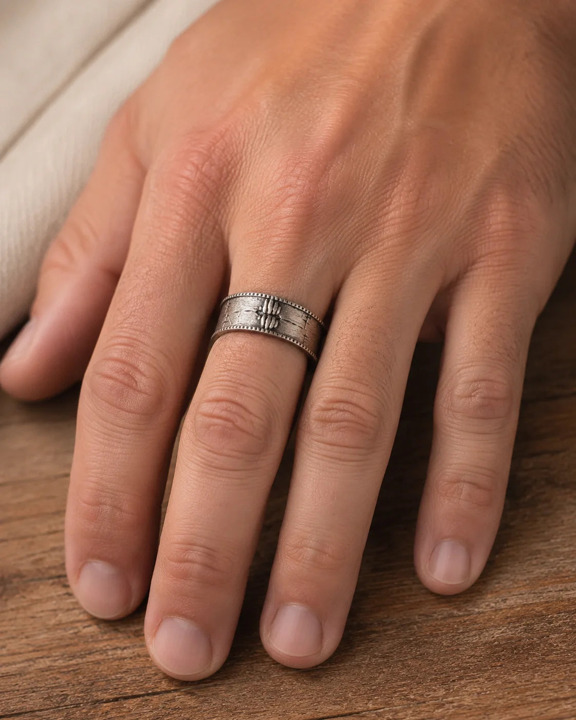 Brutalist Textured Motif Ring  Ring Charmora Jewelry