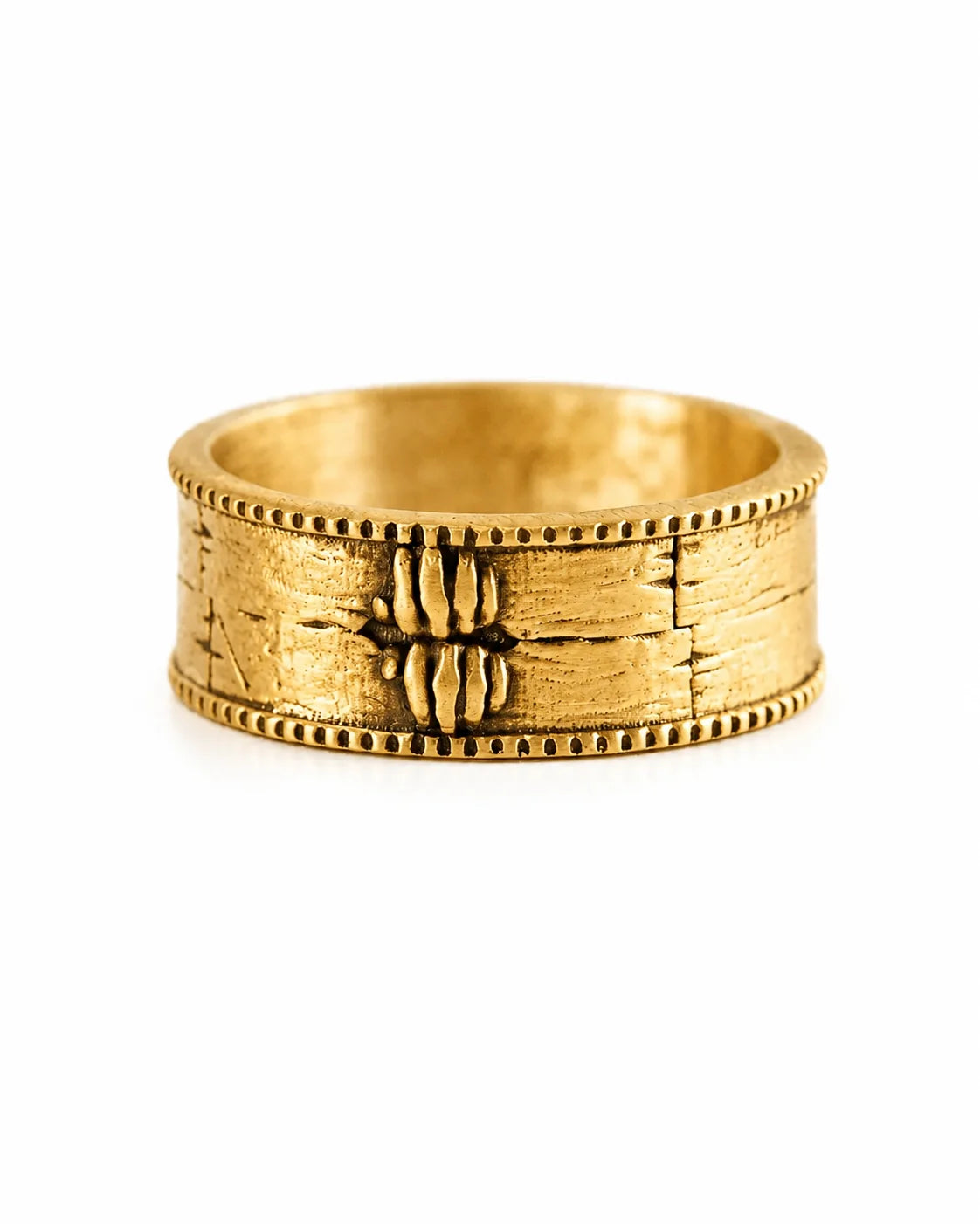 Brutalist Textured Motif Ring  Ring Charmora Jewelry