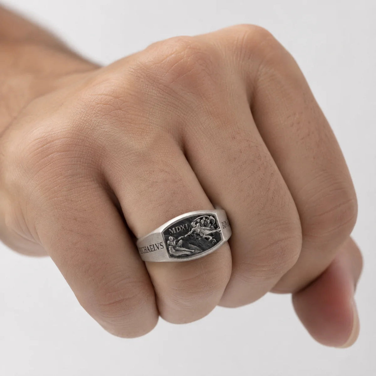 Creation of Adam Relief Signet Ring  Ring Charmora Jewelry