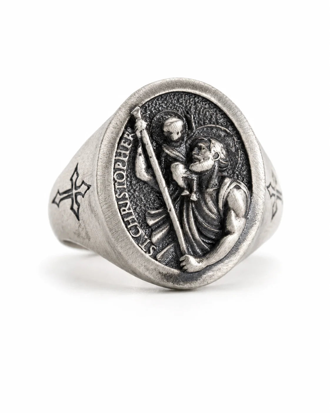 Saint Christopher Relief Signet Ring  Ring Charmora Jewelry