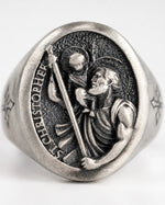 Saint Christopher Relief Signet Ring  Ring Charmora Jewelry
