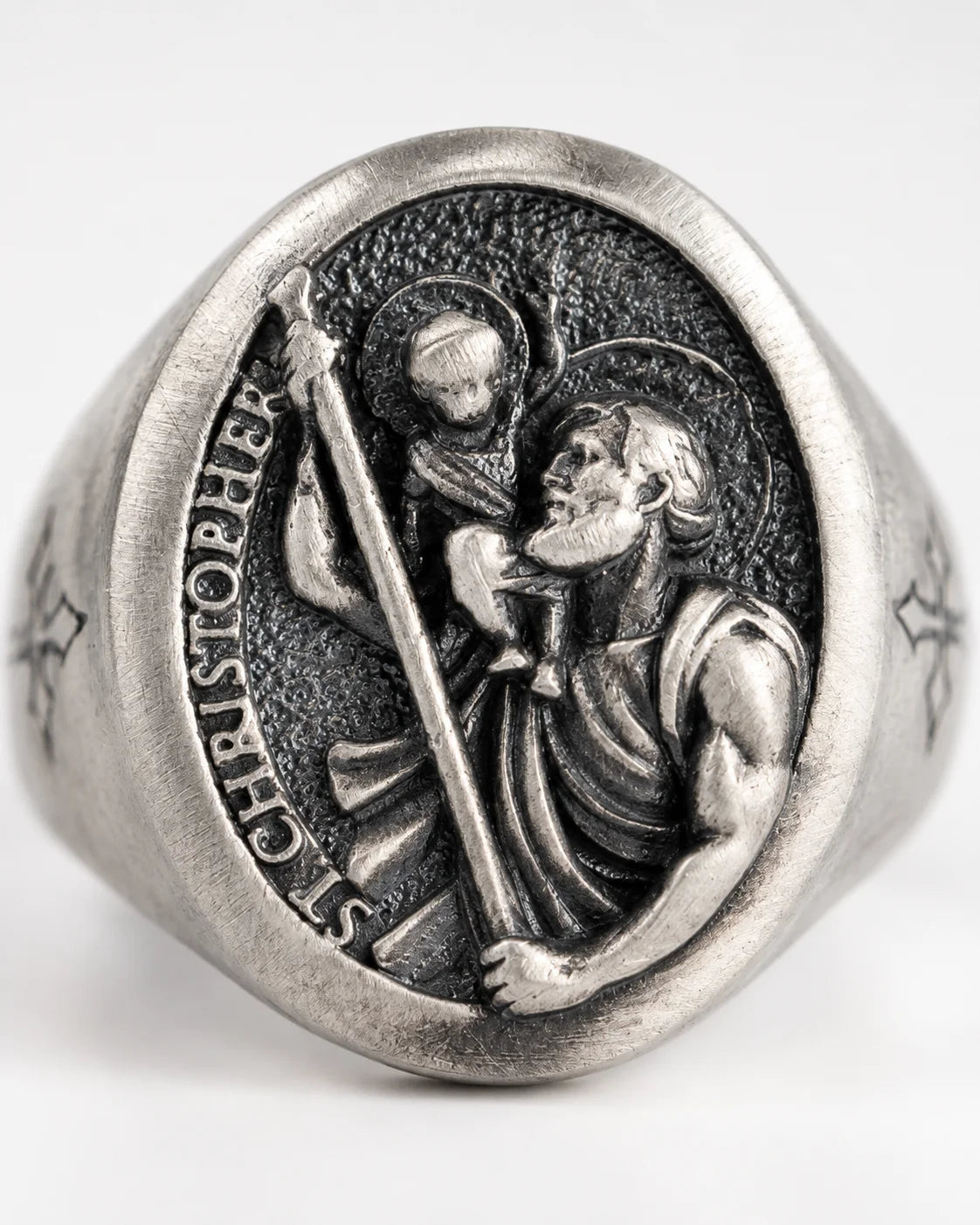 Saint Christopher Relief Signet Ring  Ring Charmora Jewelry