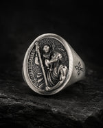 Saint Christopher Relief Signet Ring  Ring Charmora Jewelry