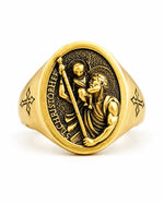 Saint Christopher Relief Signet Ring  Ring Charmora Jewelry