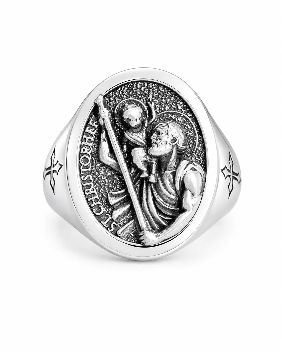 Saint Christopher Relief Signet Ring  Ring Charmora Jewelry