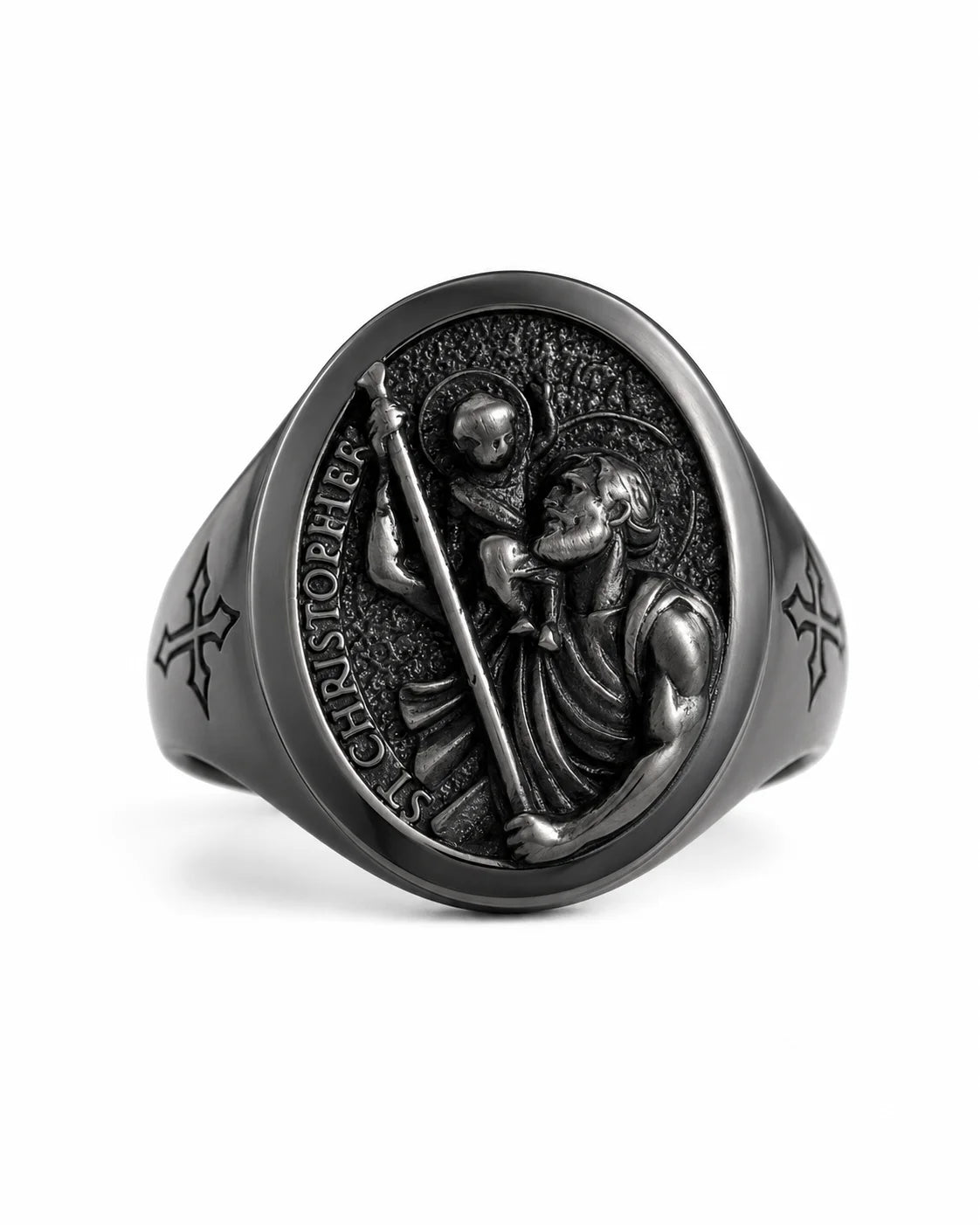 Saint Christopher Relief Signet Ring  Ring Charmora Jewelry