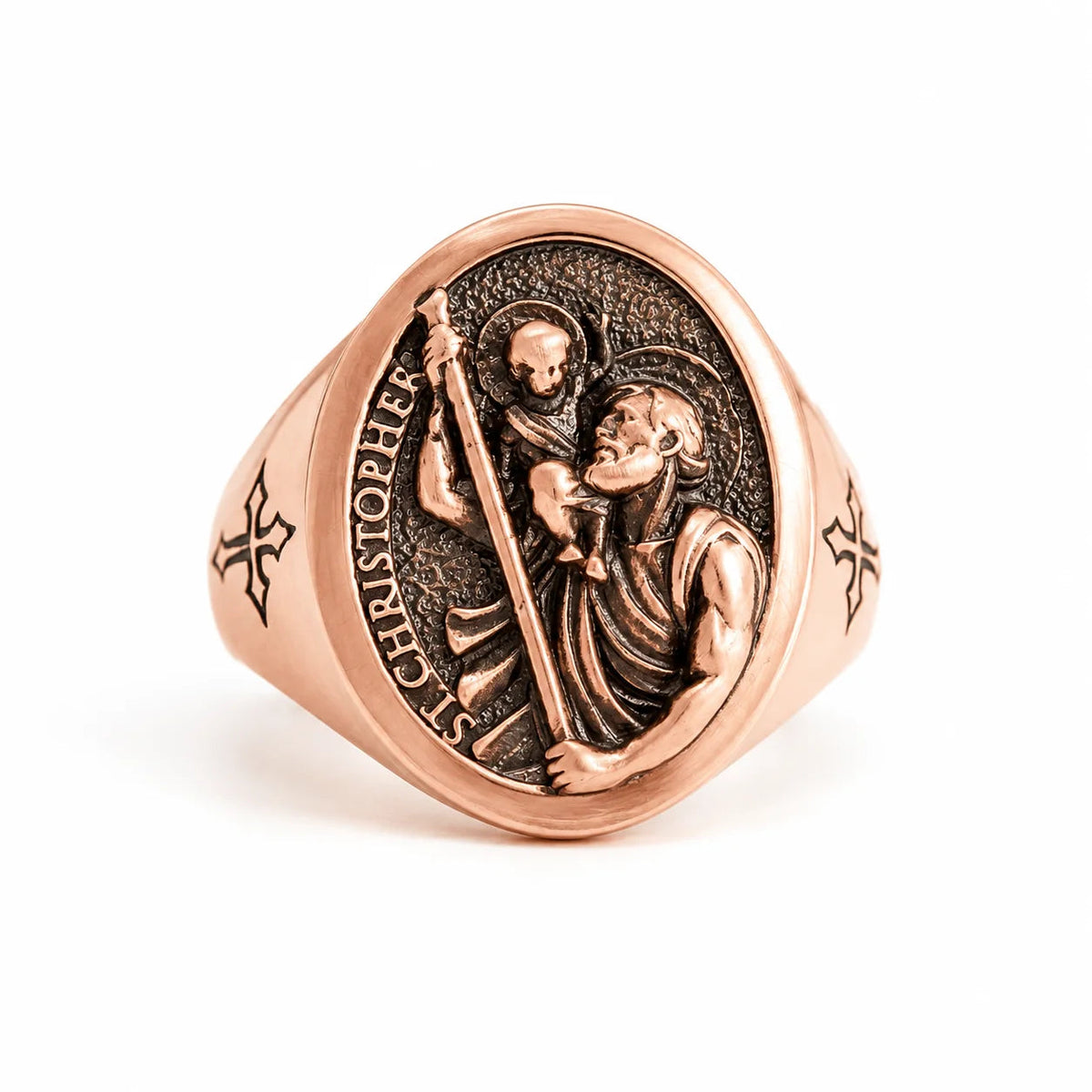 Saint Christopher Relief Signet Ring  Ring Charmora Jewelry