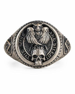Owl Skull Relief Motif Ring  Ring Charmora Jewelry