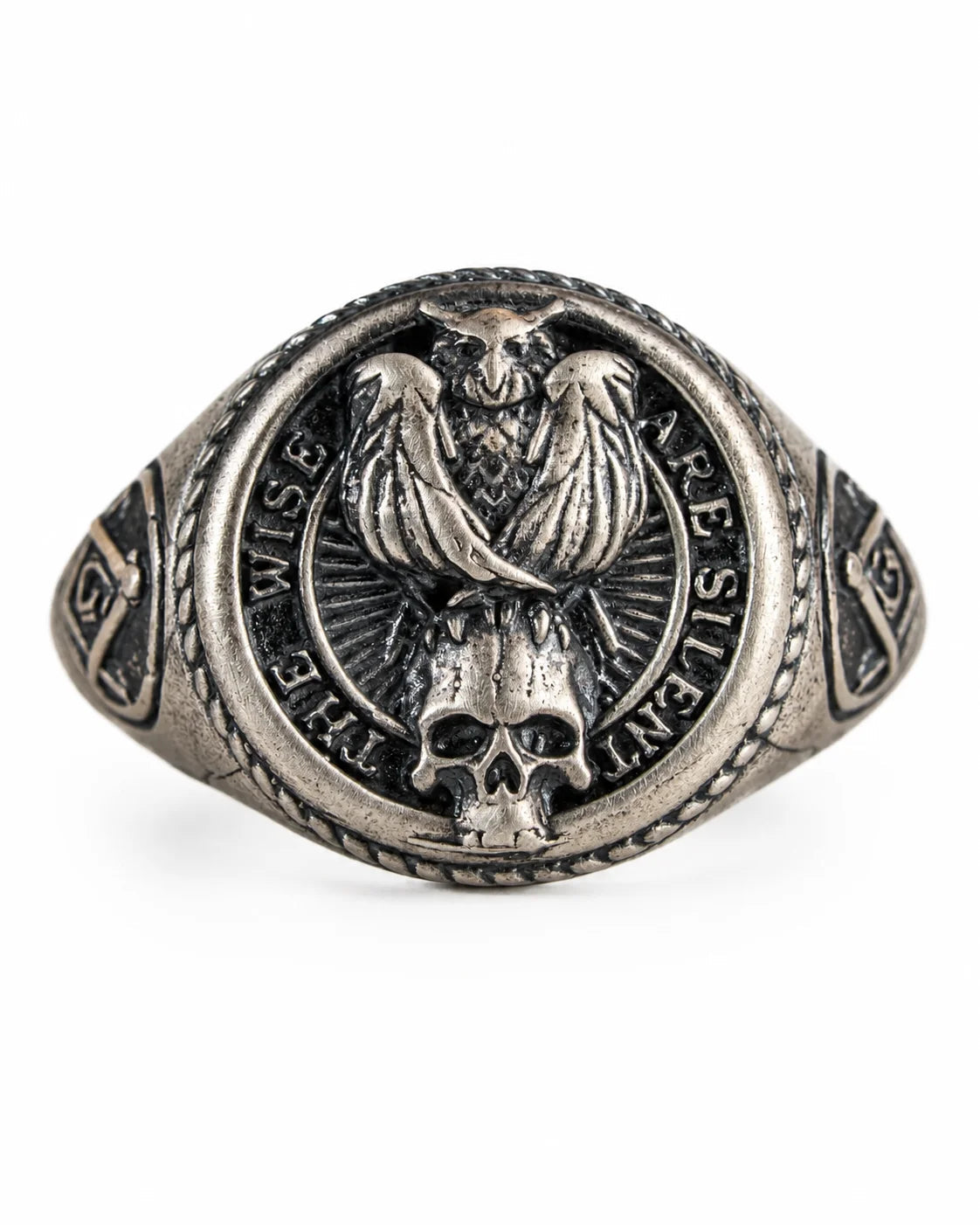 Owl Skull Relief Motif Ring  Ring Charmora Jewelry