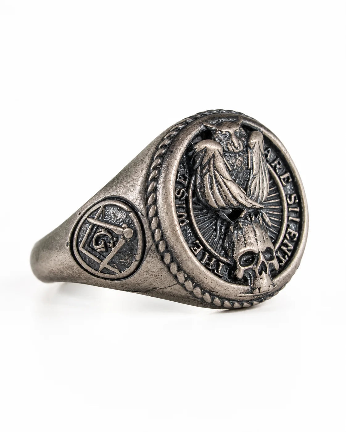 Owl Skull Relief Motif Ring  Ring Charmora Jewelry
