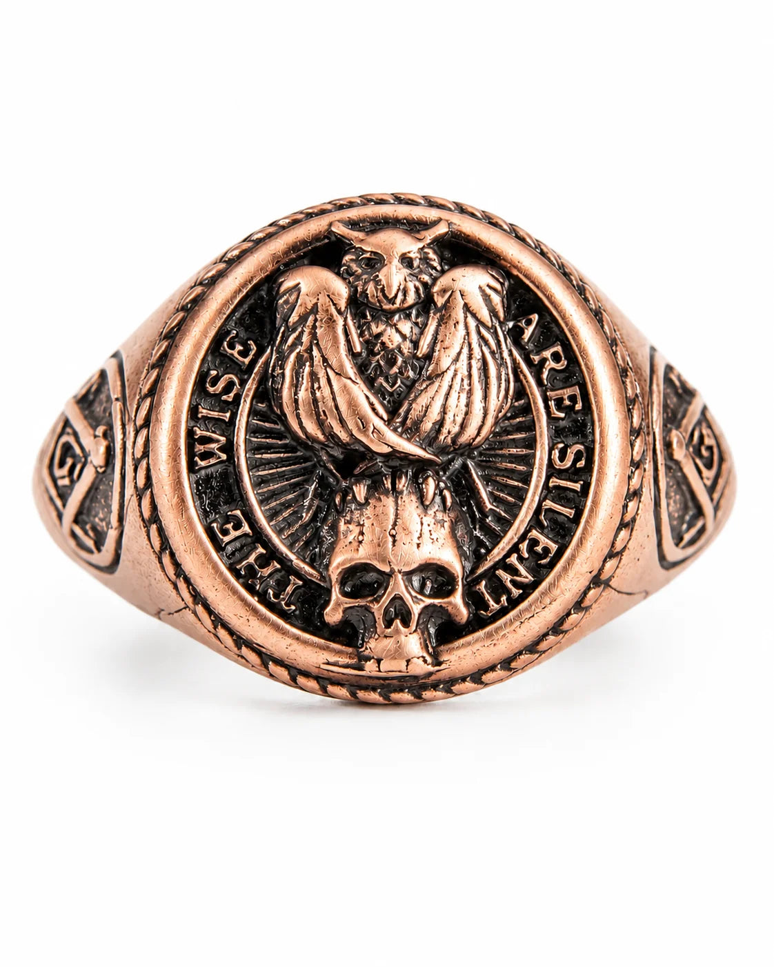 Owl Skull Relief Motif Ring  Ring Charmora Jewelry