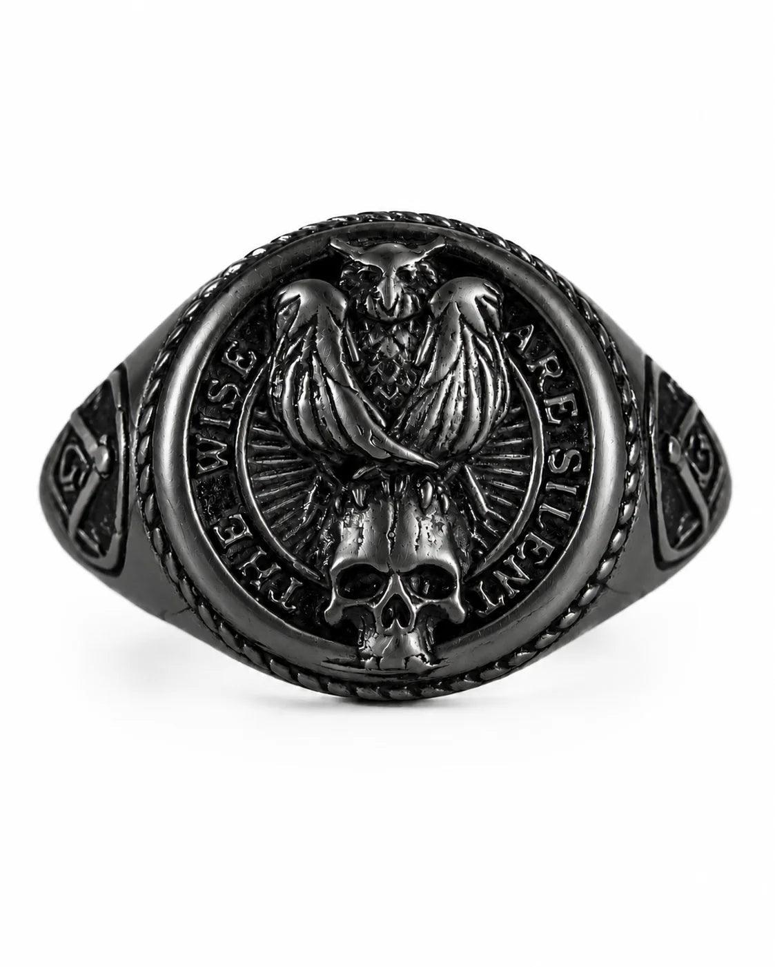 Owl Skull Relief Motif Ring  Ring Charmora Jewelry