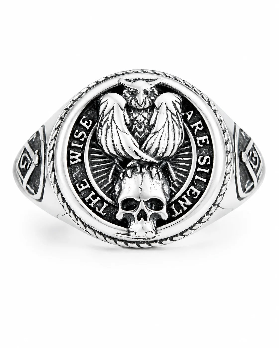 Owl Skull Relief Motif Ring  Ring Charmora Jewelry