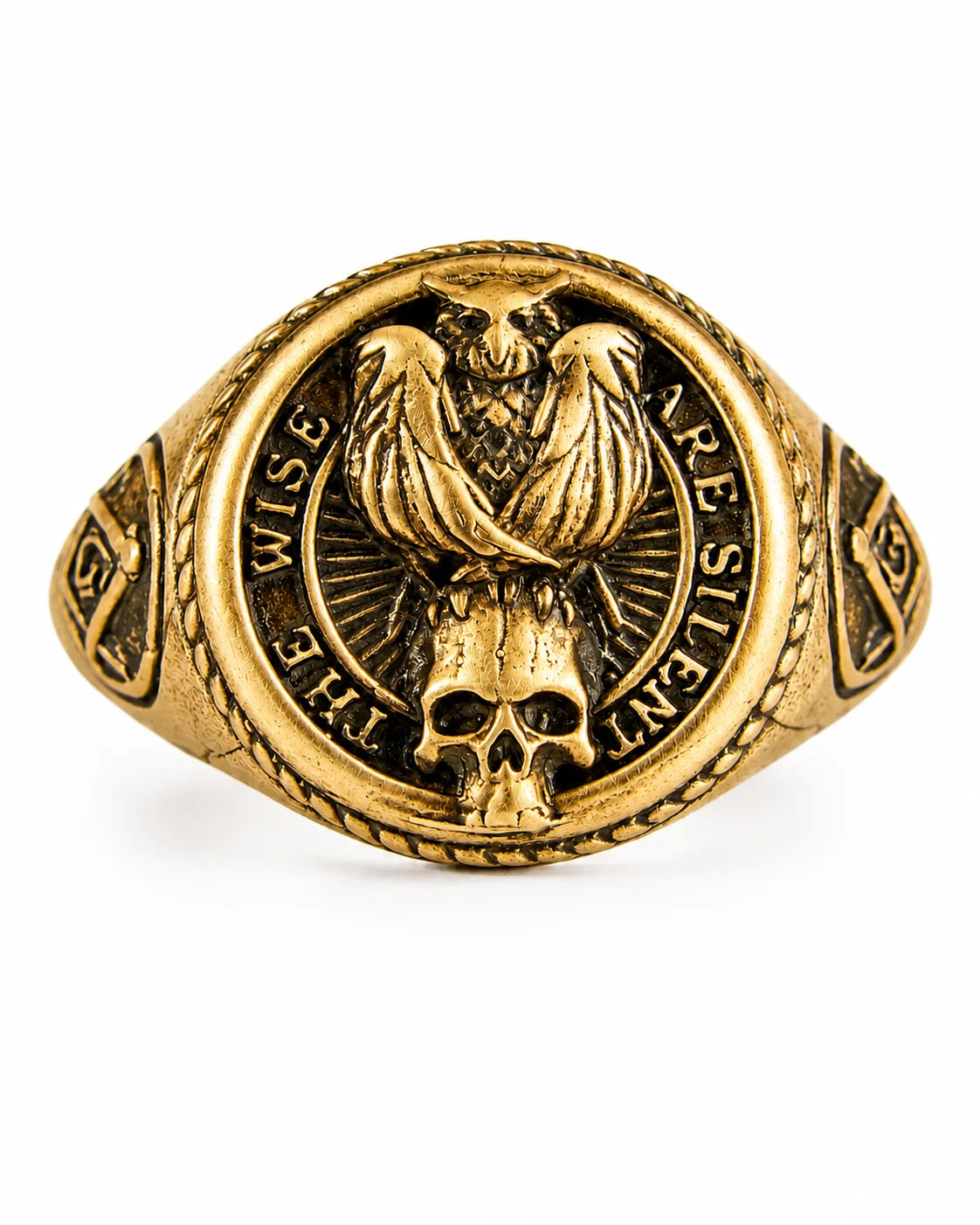 Owl Skull Relief Motif Ring  Ring Charmora Jewelry