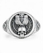 Owl Skull Relief Motif Ring  Ring Charmora Jewelry