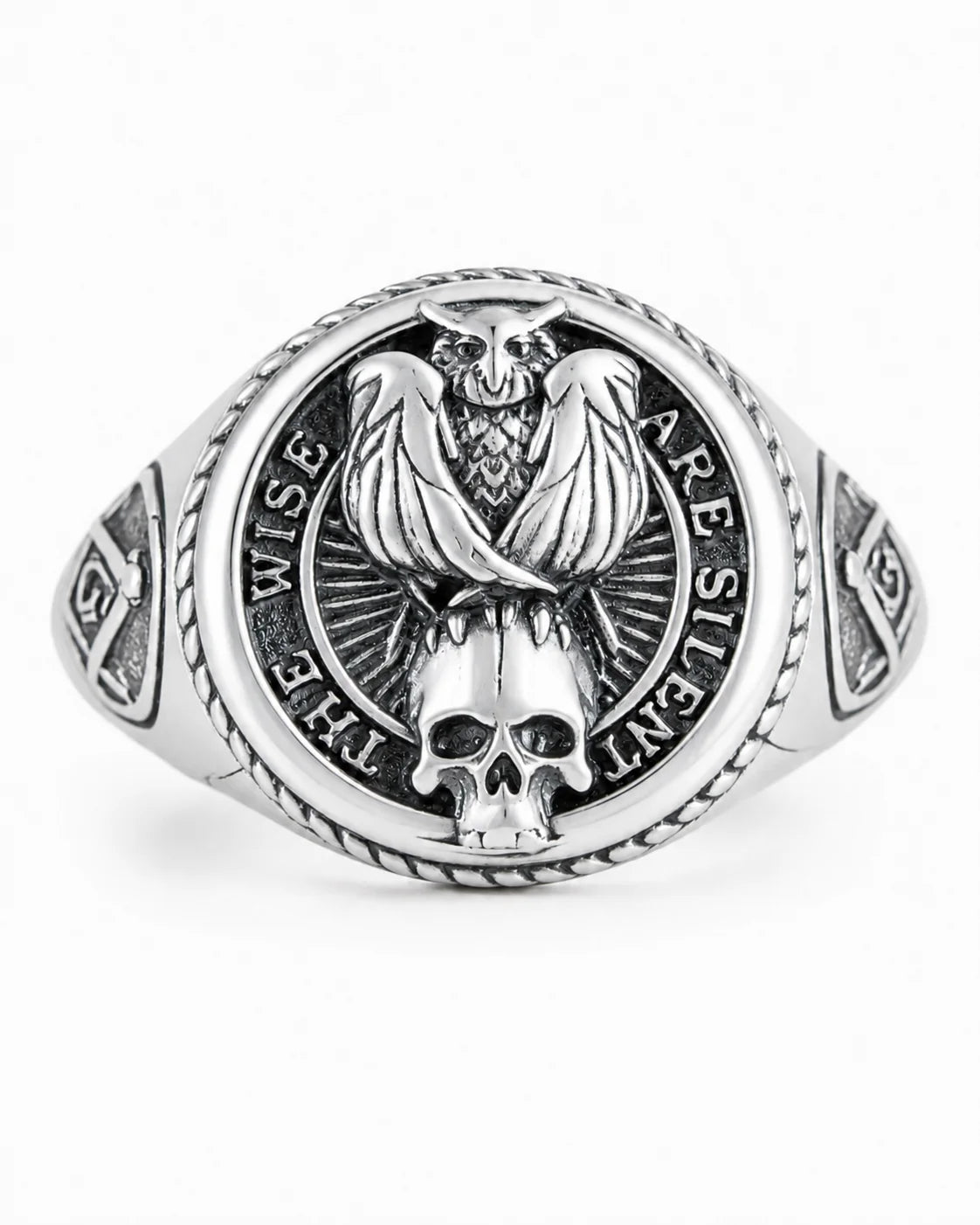 Owl Skull Relief Motif Ring  Ring Charmora Jewelry