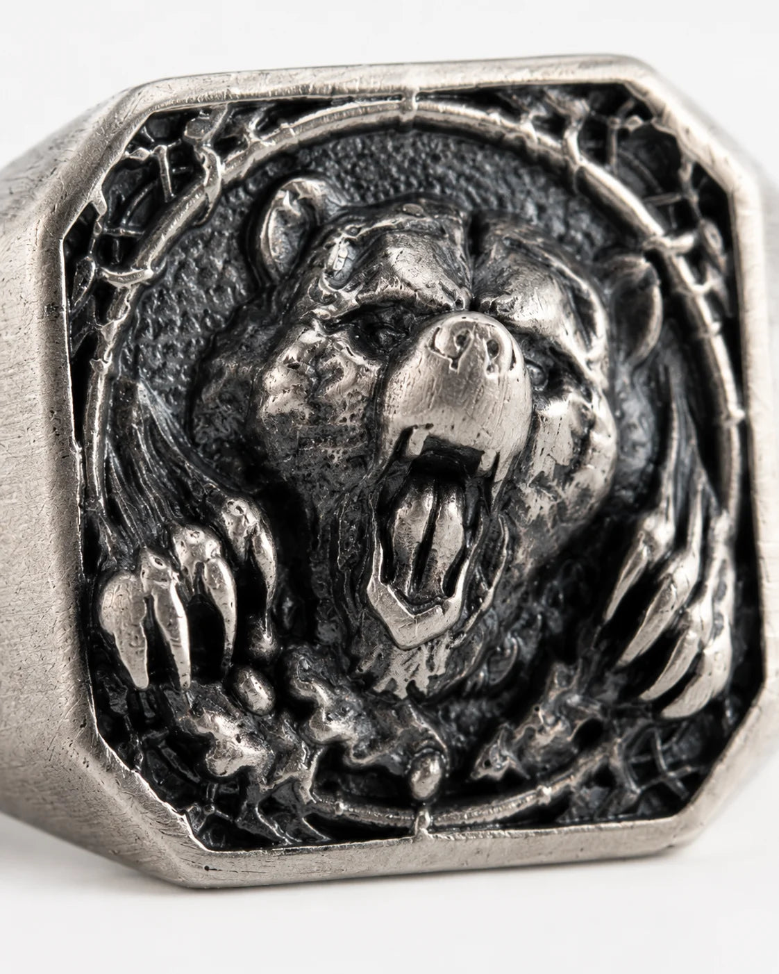 Viking Bear Relief Signet Ring  Ring Charmora Jewelry
