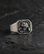 Viking Bear Relief Signet Ring  Ring Charmora Jewelry