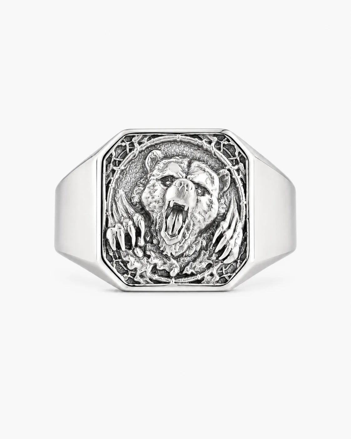 Viking Bear Relief Signet Ring  Ring Charmora Jewelry