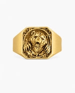 Viking Bear Relief Signet Ring  Ring Charmora Jewelry