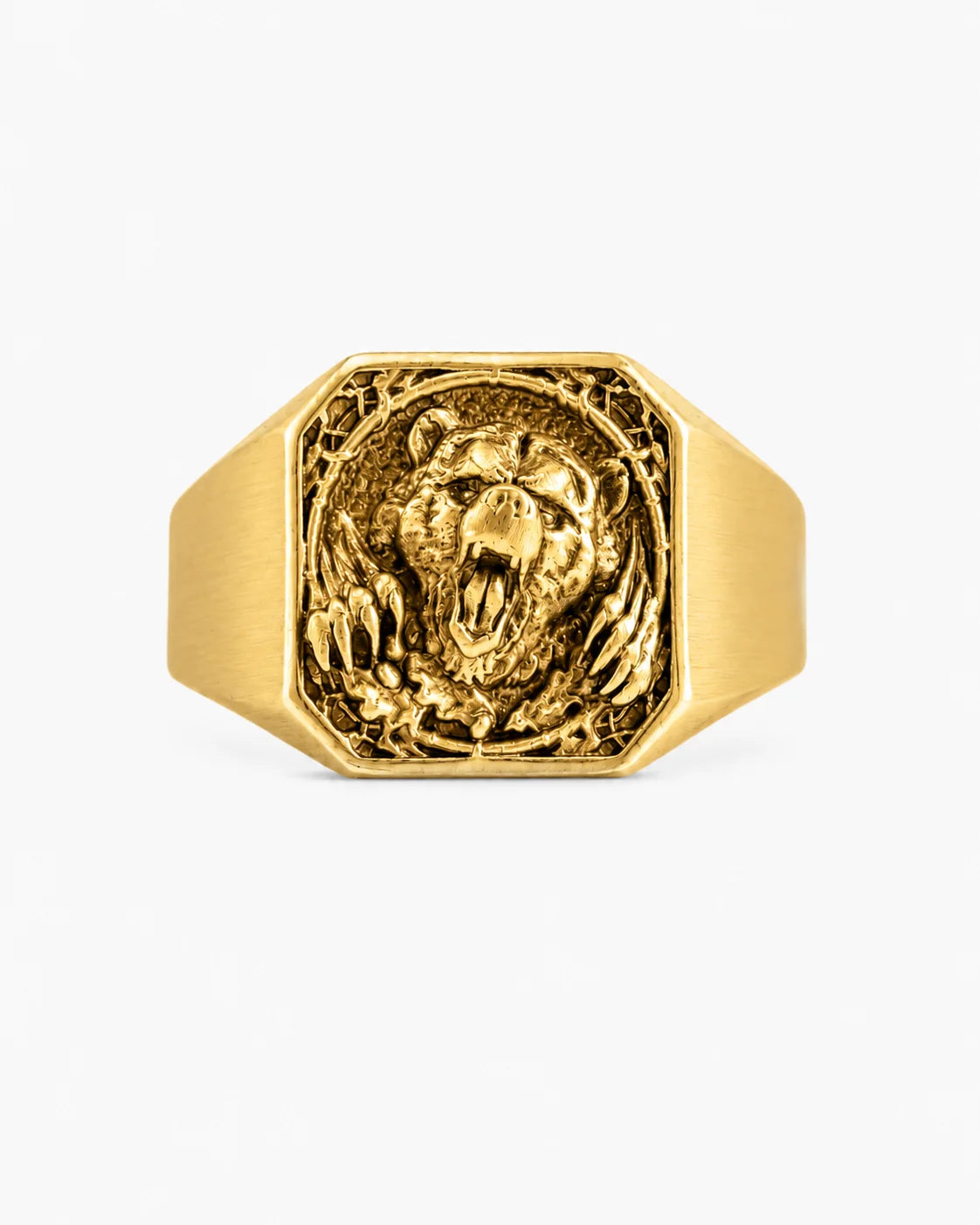 Viking Bear Relief Signet Ring  Ring Charmora Jewelry