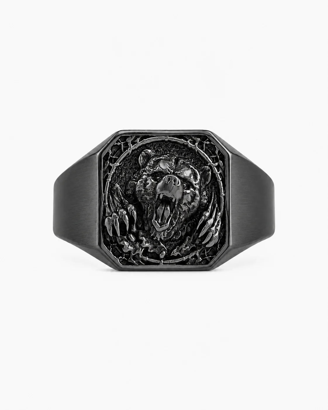 Viking Bear Relief Signet Ring  Ring Charmora Jewelry