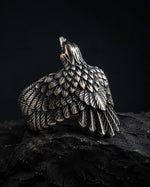Eagle Wing Relief Motif Ring  Ring Charmora Jewelry